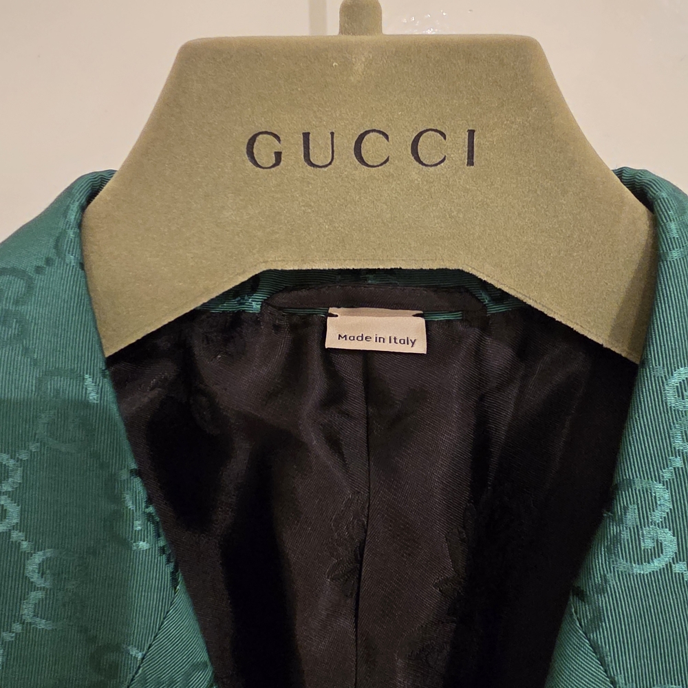 Gucci Monogram Emerald Green Double-Breasted Blaz… - image 9